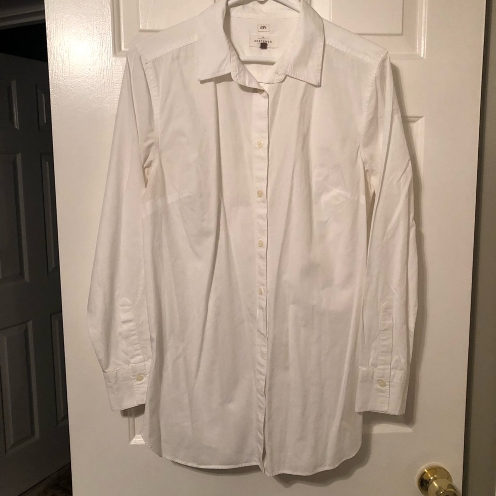 Loft white cotton button down